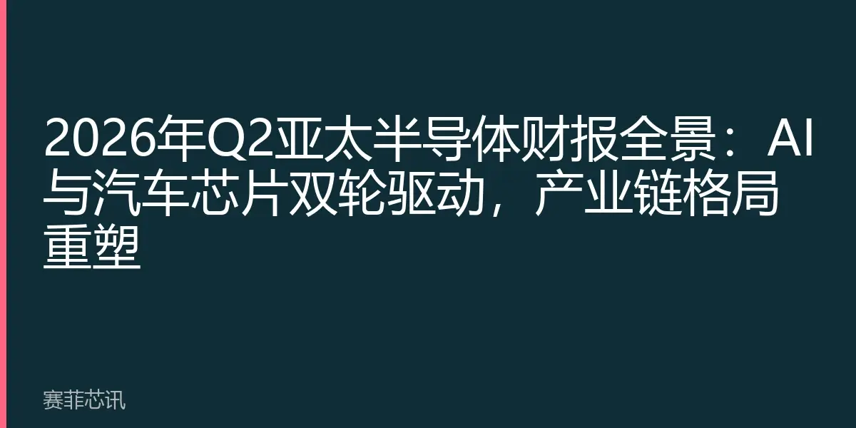 2026年Q2亚太半导体财报全景：AI与汽车芯片双轮驱动，产业链格局重塑