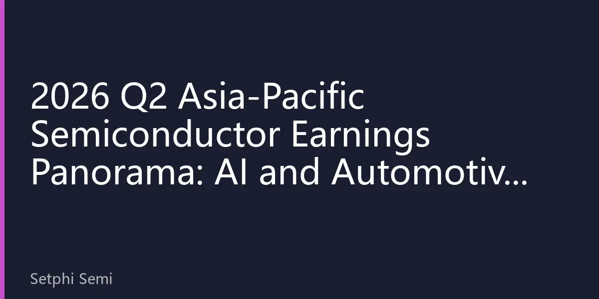 2026 Q2 Asia-Pacific Semiconductor Earnings Panorama: AI and Automotive Chips Dual-Driven, Industry Chain Restructuring