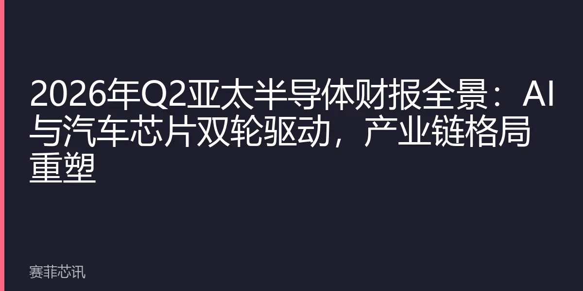 2026年Q2亚太半导体财报全景：AI与汽车芯片双轮驱动，产业链格局重塑