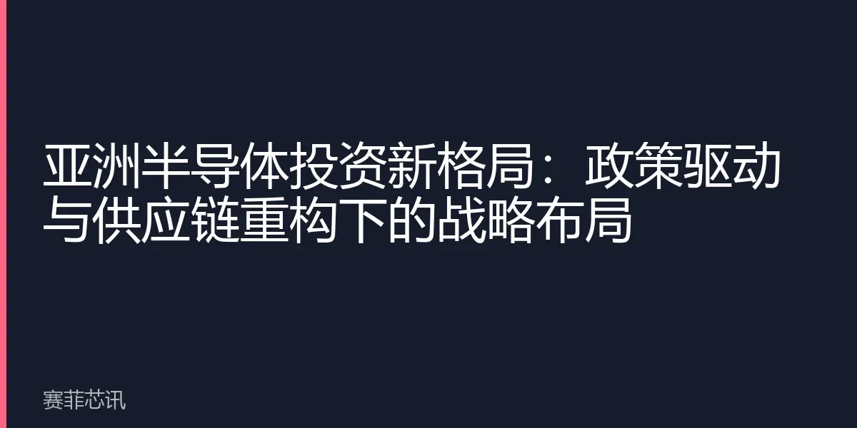亚洲半导体投资新格局：政策驱动与供应链重构下的战略布局