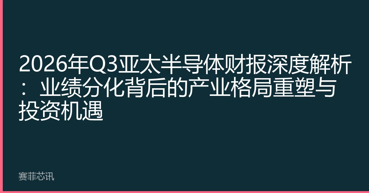 2026年Q3亚太半导体财报深度解析：业绩分化背后的产业格局重塑与投资机遇