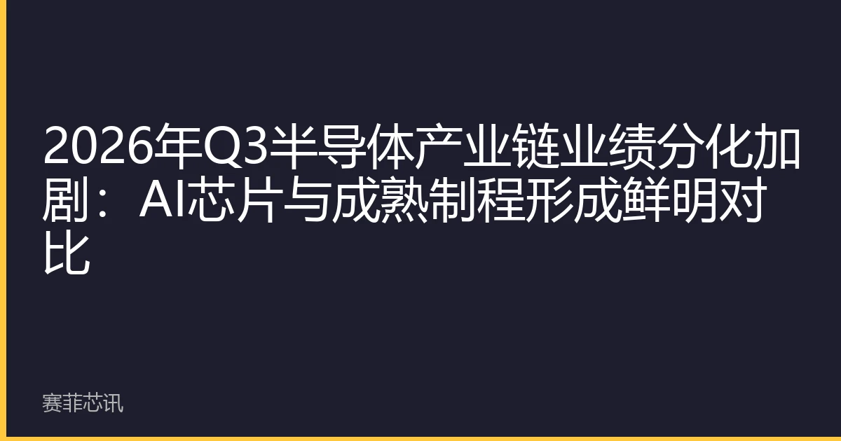 2026年Q3半导体产业链业绩分化加剧：AI芯片与成熟制程形成鲜明对比