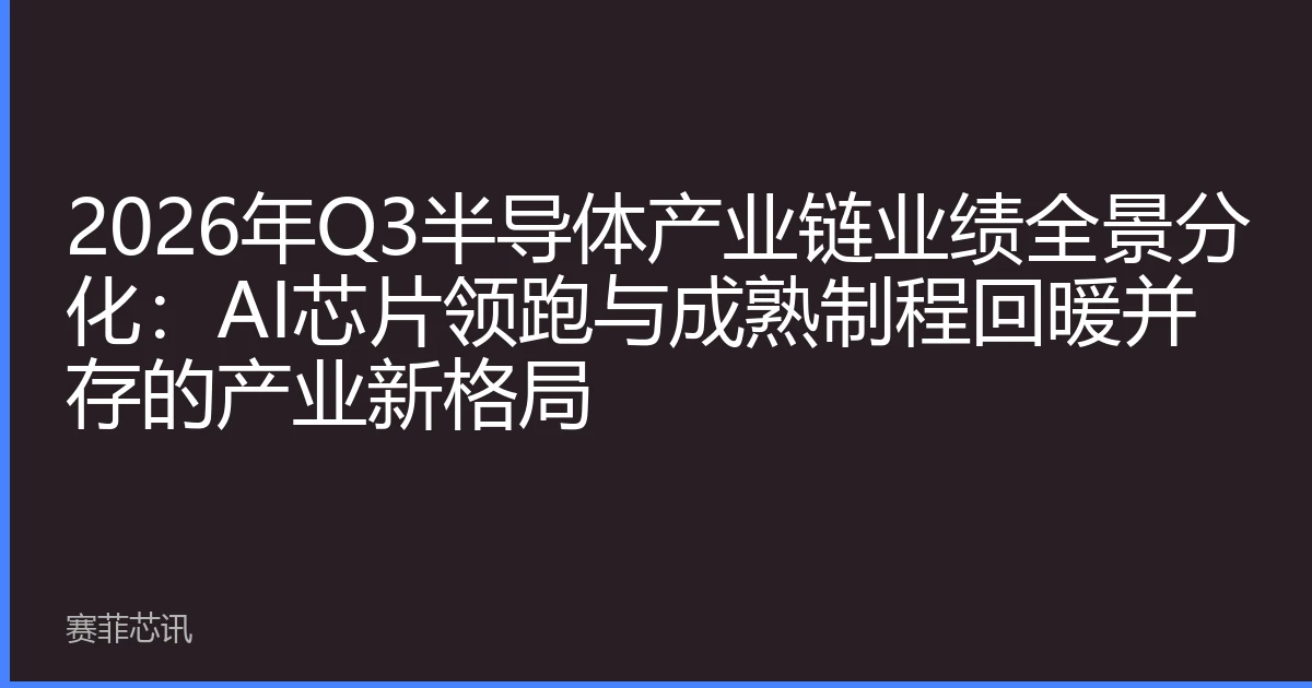 2026年Q3半导体产业链业绩全景分化：AI芯片领跑与成熟制程回暖并存的产业新格局