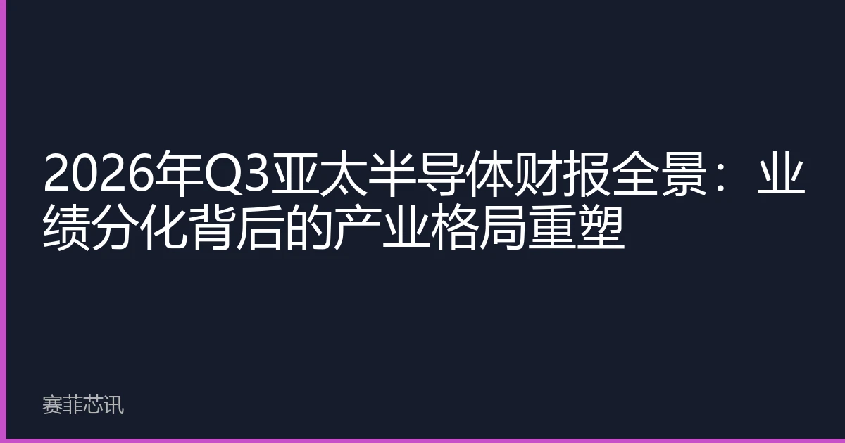 2026年Q3亚太半导体财报全景：业绩分化背后的产业格局重塑