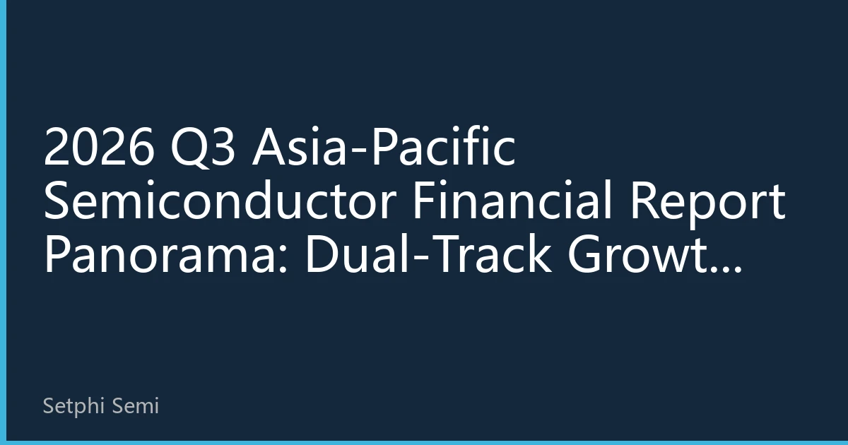 2026 Q3 Asia-Pacific Semiconductor Financial Report Panorama: Dual-Track Growth Pattern Led by AI Chips and Mature Process Recovery