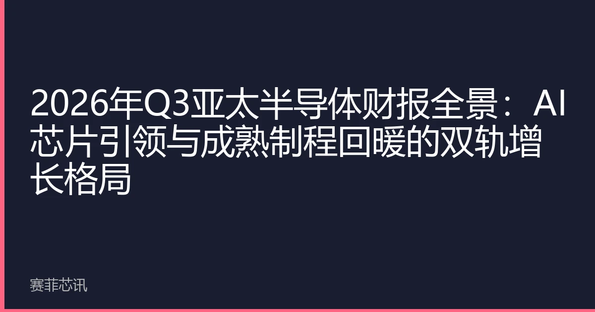 2026年Q3亚太半导体财报全景：AI芯片引领与成熟制程回暖的双轨增长格局