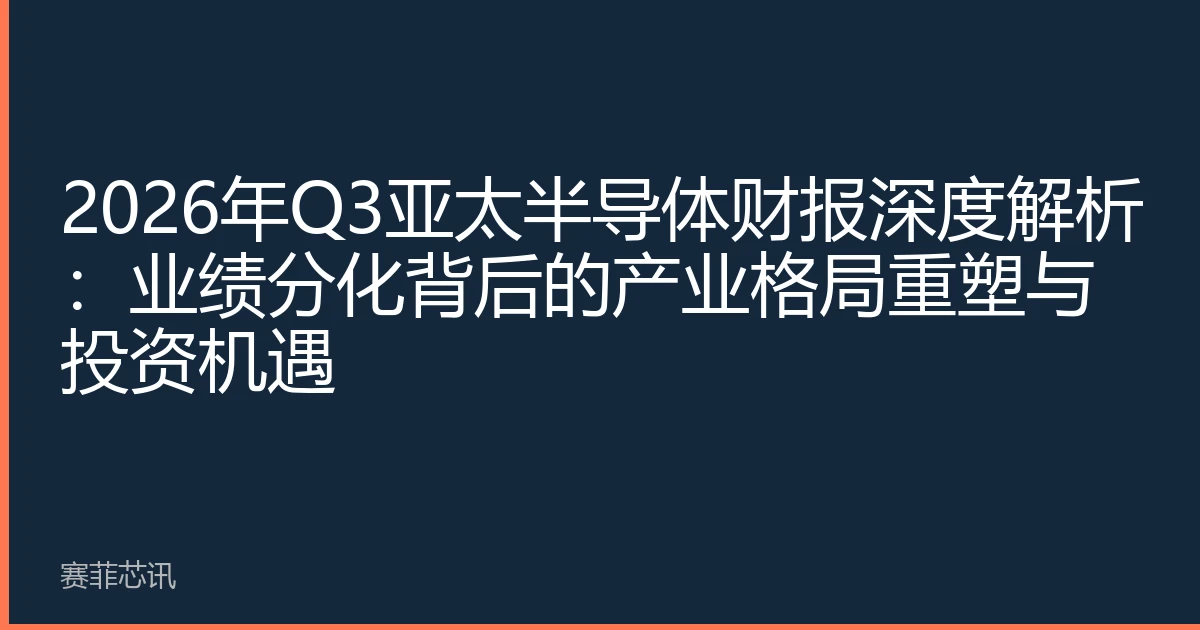 2026年Q3亚太半导体财报深度解析：业绩分化背后的产业格局重塑与投资机遇