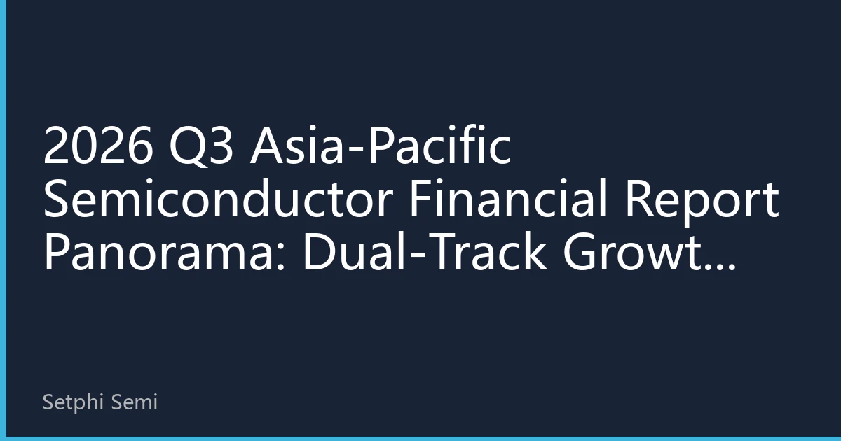 2026 Q3 Asia-Pacific Semiconductor Financial Report Panorama: Dual-Track Growth Pattern with AI Chips Leading and Mature Processes Warming Up