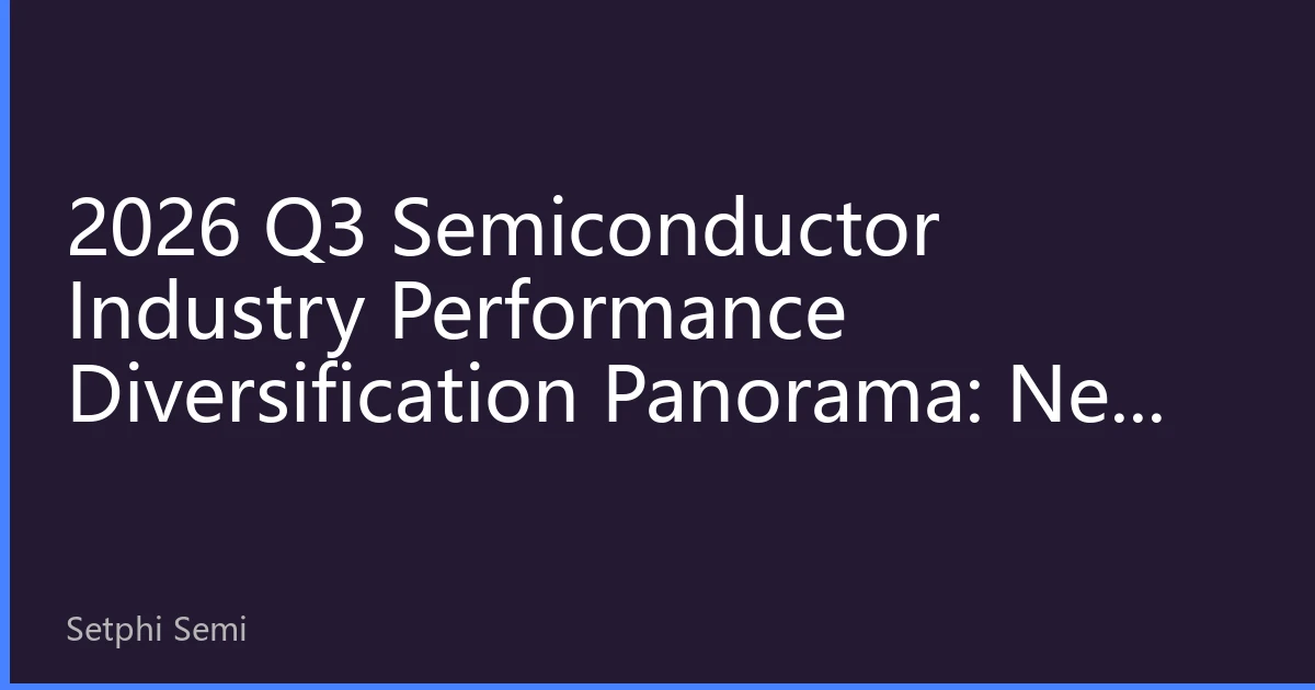 2026 Q3 Semiconductor Industry Performance Diversification Panorama: New Changes in Asian Semiconductors under the Dual-Track Pattern of AI and Mature Processes
