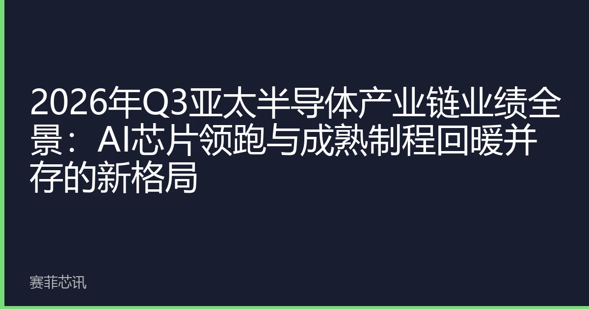 2026年Q3亚太半导体产业链业绩全景：AI芯片领跑与成熟制程回暖并存的新格局