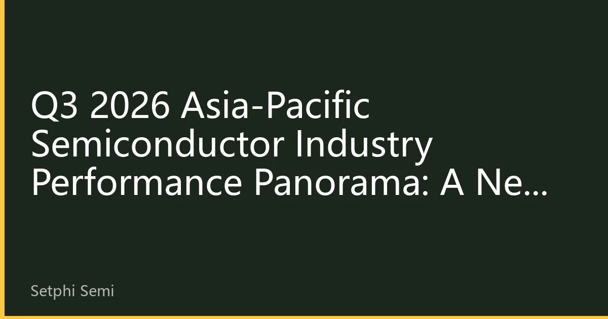 Q3 2026 Asia-Pacific Semiconductor Industry Performance Panorama: A New Landscape with Leading AI Chips and Recovering Mature Process Nodes