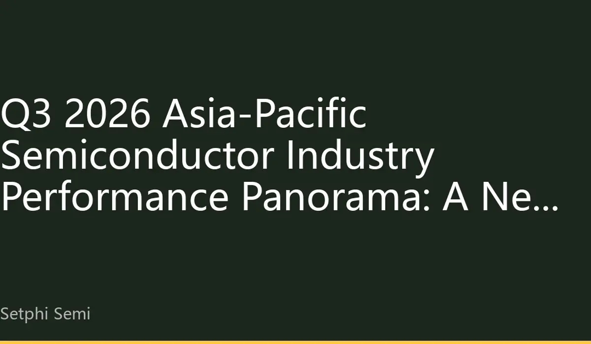 Q3 2026 Asia-Pacific Semiconductor Industry Performance Panorama: A New Landscape with Leading AI Chips and Recovering Mature Process Nodes